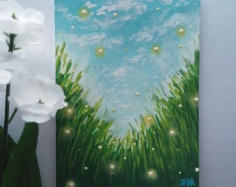 Fireflies Ascending Original ACEO Painting 2018