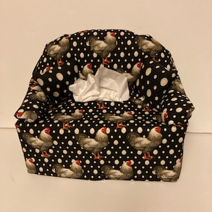 sofa tissue box cover-- chickens and eggs