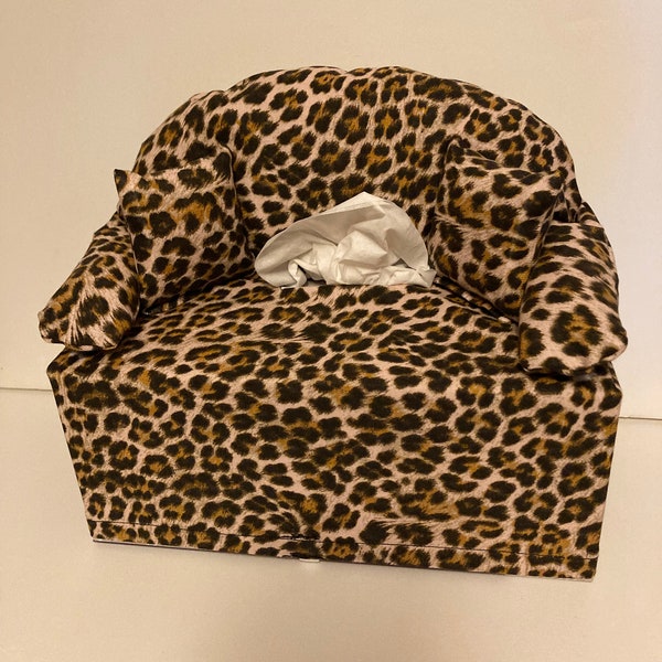 sofa tissue box cover-leopard print with matching pillows