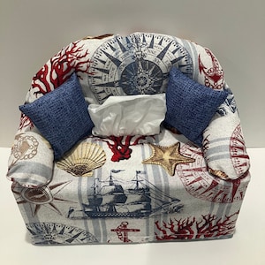 Nautical Sofa Tissue Box Cover: Decorative Accent Pillows