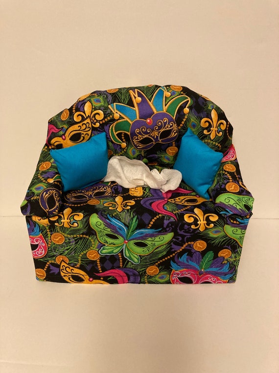 mardi gras tissue box cover