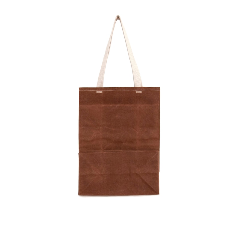 Grocery Bag // The Original Waxed Canvas Grocery Bag // Farmers Market Bag in Brown // Brown Bag image 3