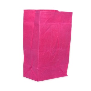 Lunch Bag // The Original Waxed Canvas Lunch Bag // Lunch Bag in Fuchsia // Brown Bag image 3