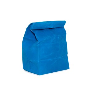 Lunch Bag // The Original Waxed Canvas Lunch Bag // Colorful Lunch Bags // Brown Bag Cyan Blue