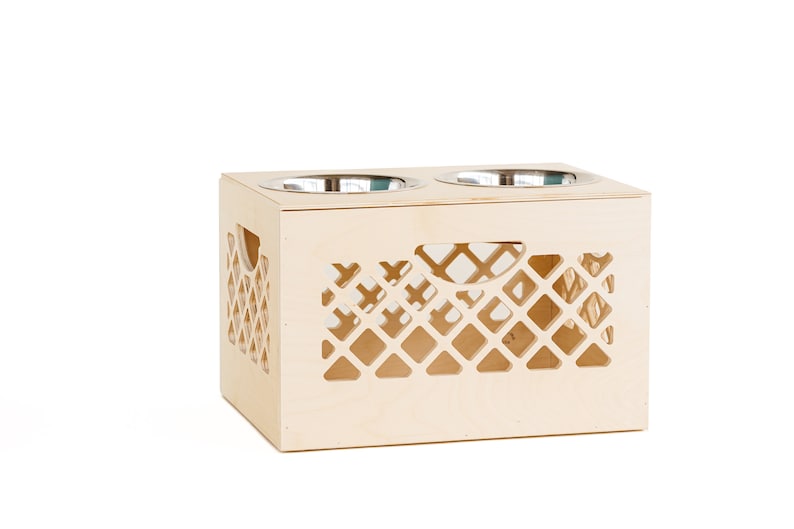 Pet Bowl // Apple Crate // Milk Crate Dog Dish // Food Storage for Pets // Cat Feeder image 8