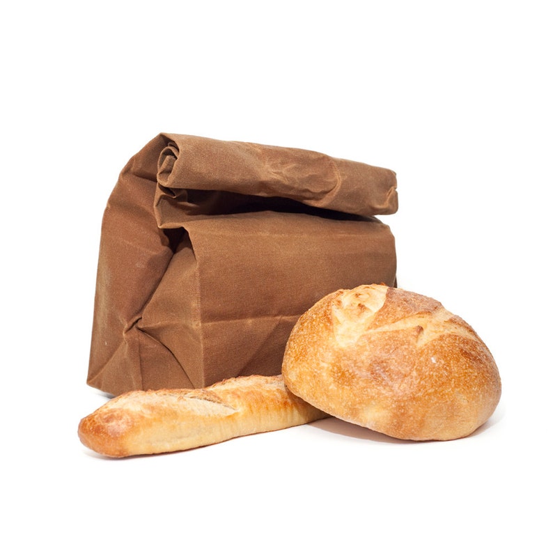 Bread Bag // The Original Waxed Canvas Grocery Bag // Farmers Market Bag in // Brown Boule Bag image 2