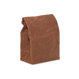 Lunch Bag // The Original Waxed Canvas Lunch Bag // Lunch Bag in Brown // Brown Bag image 6