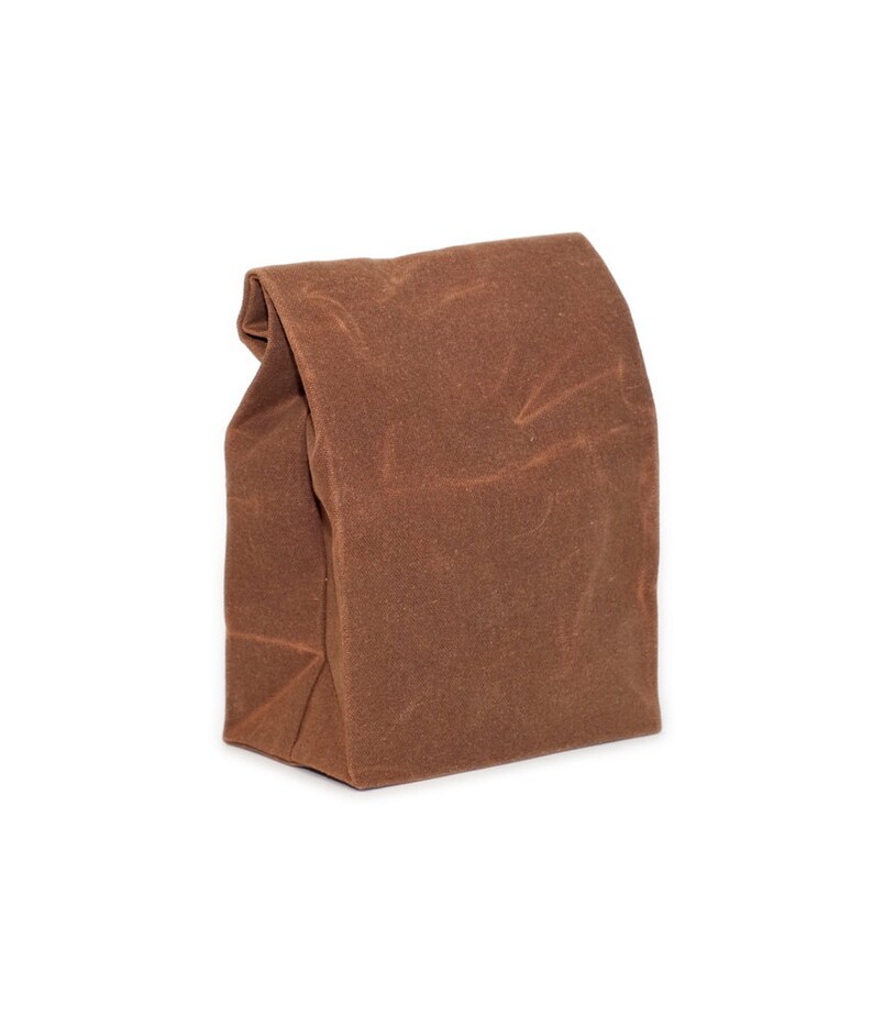 Lunch Bag // The Original Waxed Canvas Lunch Bag // Lunch Bag in Brown // Brown Bag image 6