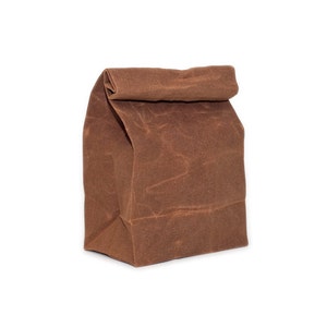 Lunch Bag // The Original Waxed Canvas Lunch Bag // Lunch Bag in Brown // Brown Bag image 1
