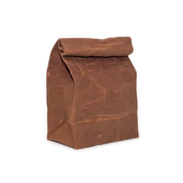 Lunch Bag // The Original Waxed Canvas Lunch Bag // Lunch Bag in Brown // Brown Bag