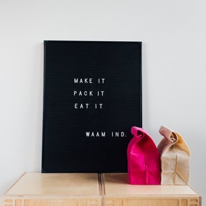 Lunch Bag // The Original Waxed Canvas Lunch Bag // Lunch Bag in Fuchsia // Brown Bag image 4