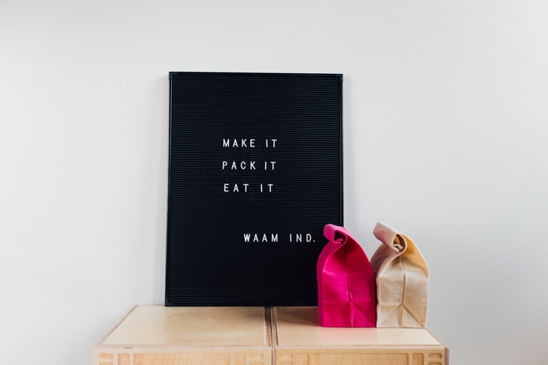 Lunch Bag // The Original Waxed Canvas Lunch Bag // Lunch Bag in Fuchsia // Brown Bag image 4
