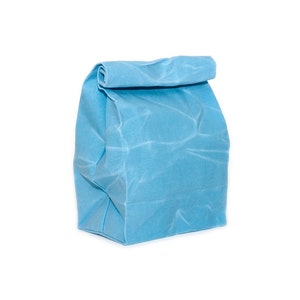 Lunch Bag // The Original Waxed Canvas Lunch Bag // Colorful Lunch Bags // Brown Bag Sky Blue