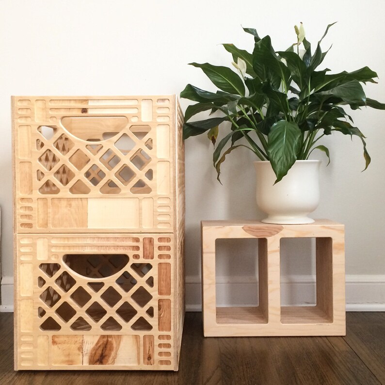 Record Storage // Wooden Milk Crate // Vintage Inspired Milk Etsy