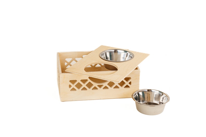 Medium Pet Bowl // Apple Crate // Milk Crate Dog Dish // Food Storage for Pets // Cat Feeder image 7