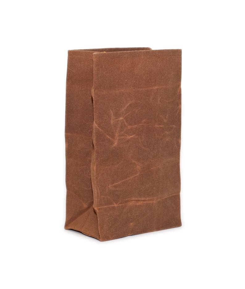 Lunch Bag // The Original Waxed Canvas Lunch Bag // Lunch Bag in Brown // Brown Bag image 5