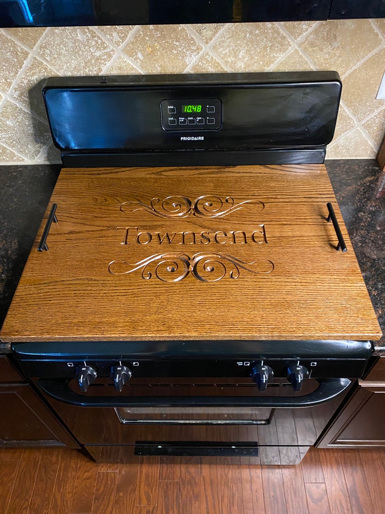 Custom Engraved Stove Top Cover Gas or Electric Wooden | Etsy