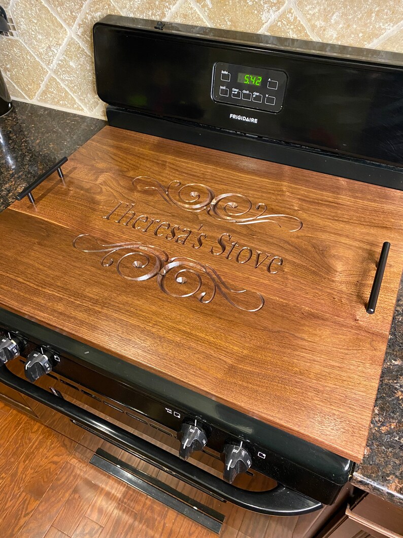 Custom engraved stove top cover gas or electric wooden  etsy Custom engraved stove top cover gas or electric wooden  etsy
