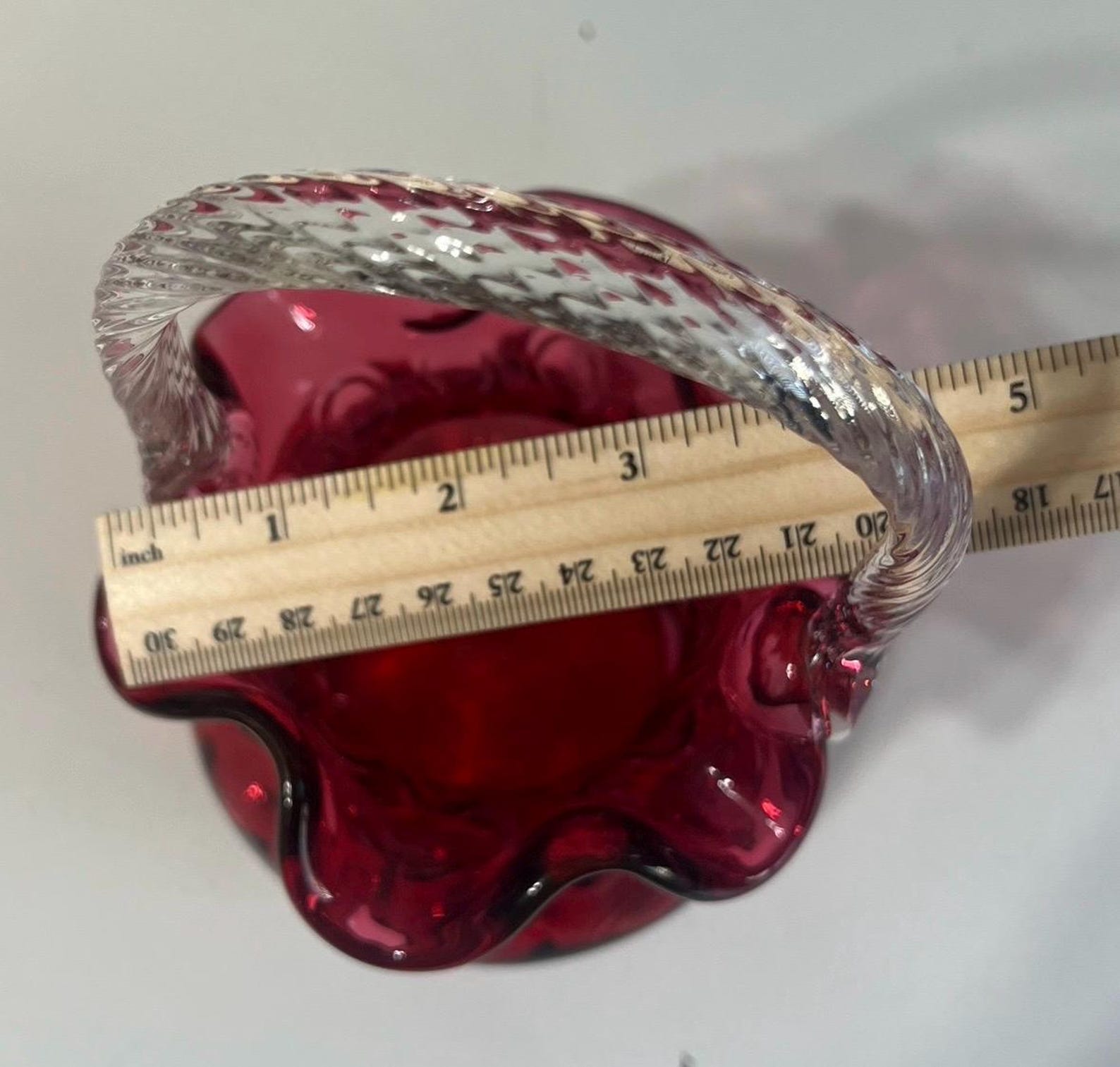 Vintage Fenton Cranberry Coin Dot Art Glass Basket With Ruffled Edge - Etsy