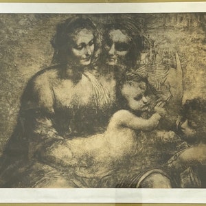 Leonardo Da Vinci, Virgin and Child with St Anne and St John the Baptist, Vintage Framed Art Print, Renaissance Art