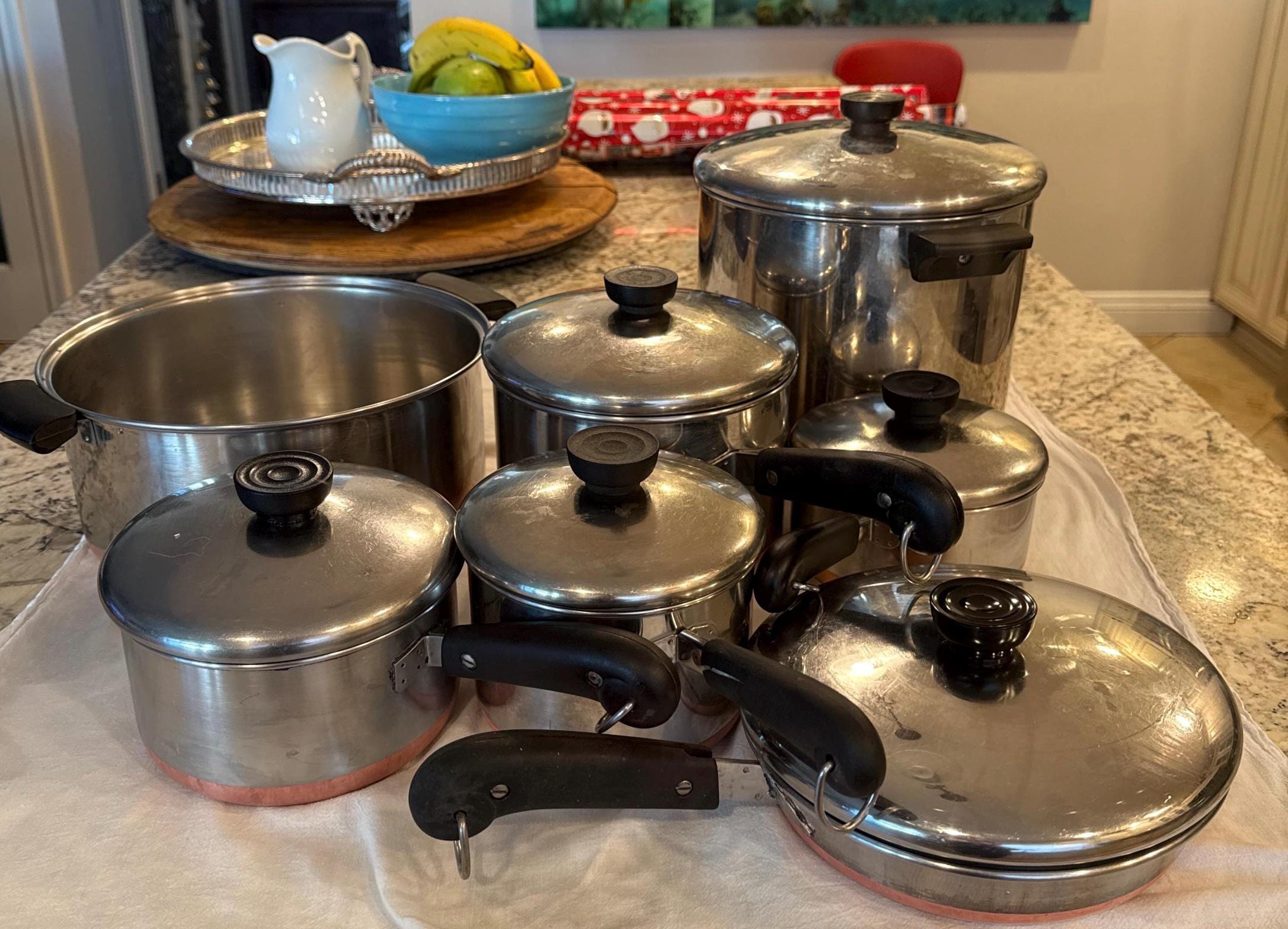 新品未開封Revere Ware ヴィンテージ ステンレス鍋 銅底 蓋付 セット