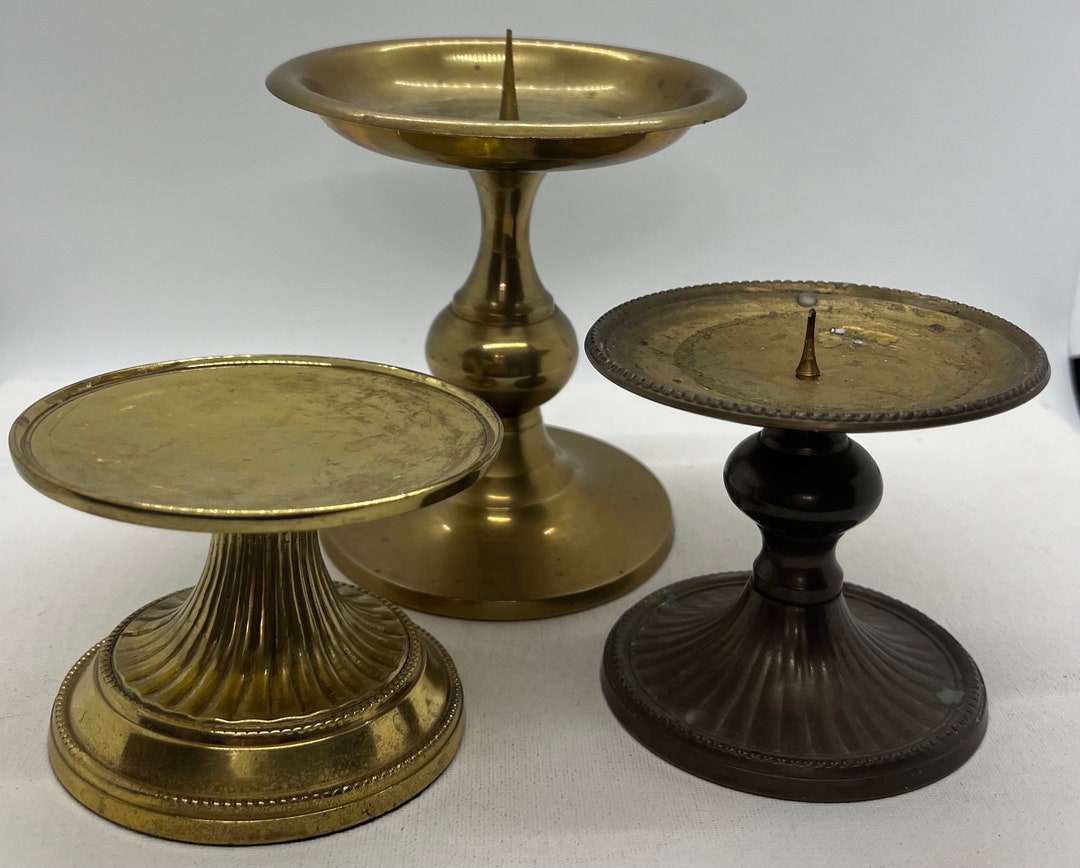 Vintage Brass Candle Stick's Set of 3 Vintage Brass Etsy