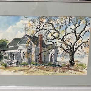 Original Watercolor Painting, Original Art, Signed,  Framed Art, 27”x21”, House Painting, Vintage Watercolor, Free US Shipping