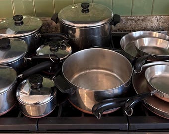 Vintage West Bend Town House Cookware Set | 1970s Avocado Green