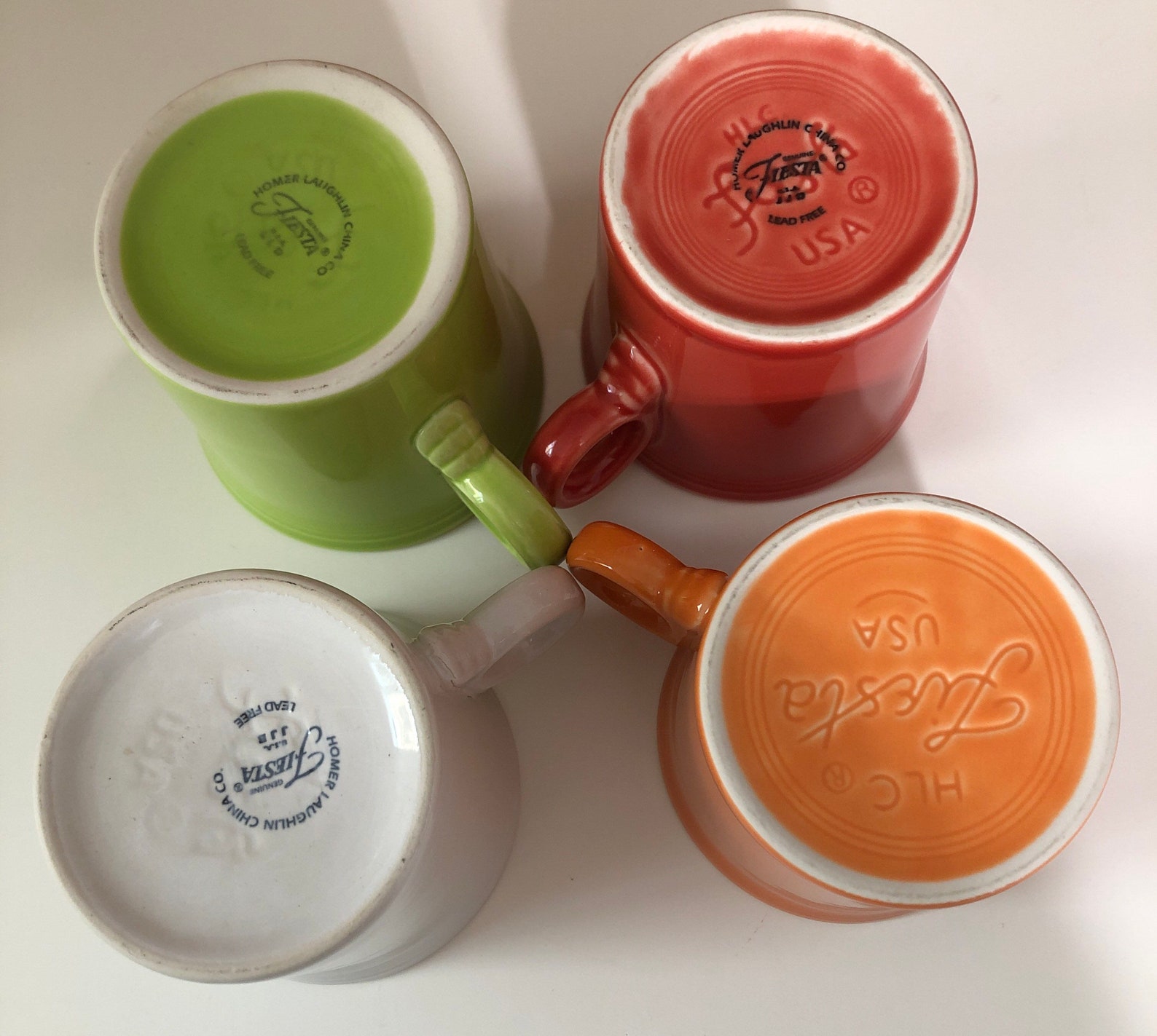 Vintage Fiesta Mugs, Set of 4 Mugs as Shown, Fiestaware Homer Laughlin