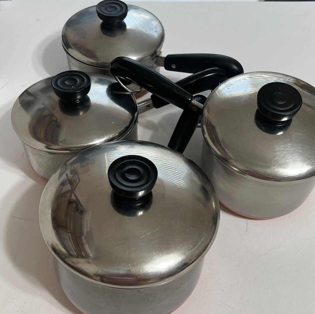 Revere Ware 1801 Vintage Copper Bottom Pots and Pans, Vintage 1960