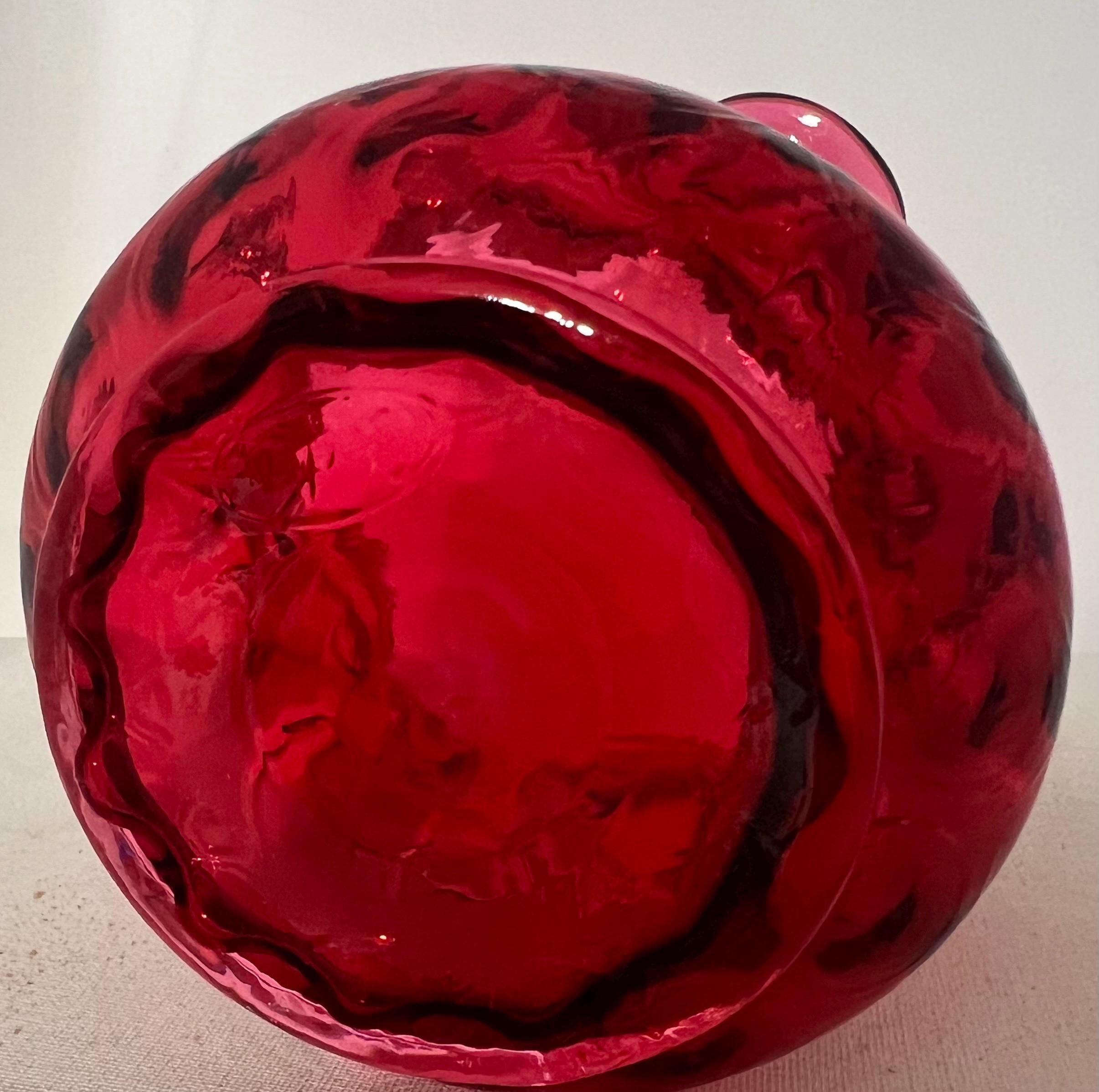 Vintage Fenton Cranberry Coin Dot Art Glass Basket With Ruffled Edge - Etsy