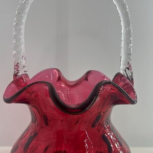 Vintage Fenton Cranberry Coin Dot Art Glass Basket With Ruffled Edge - Etsy