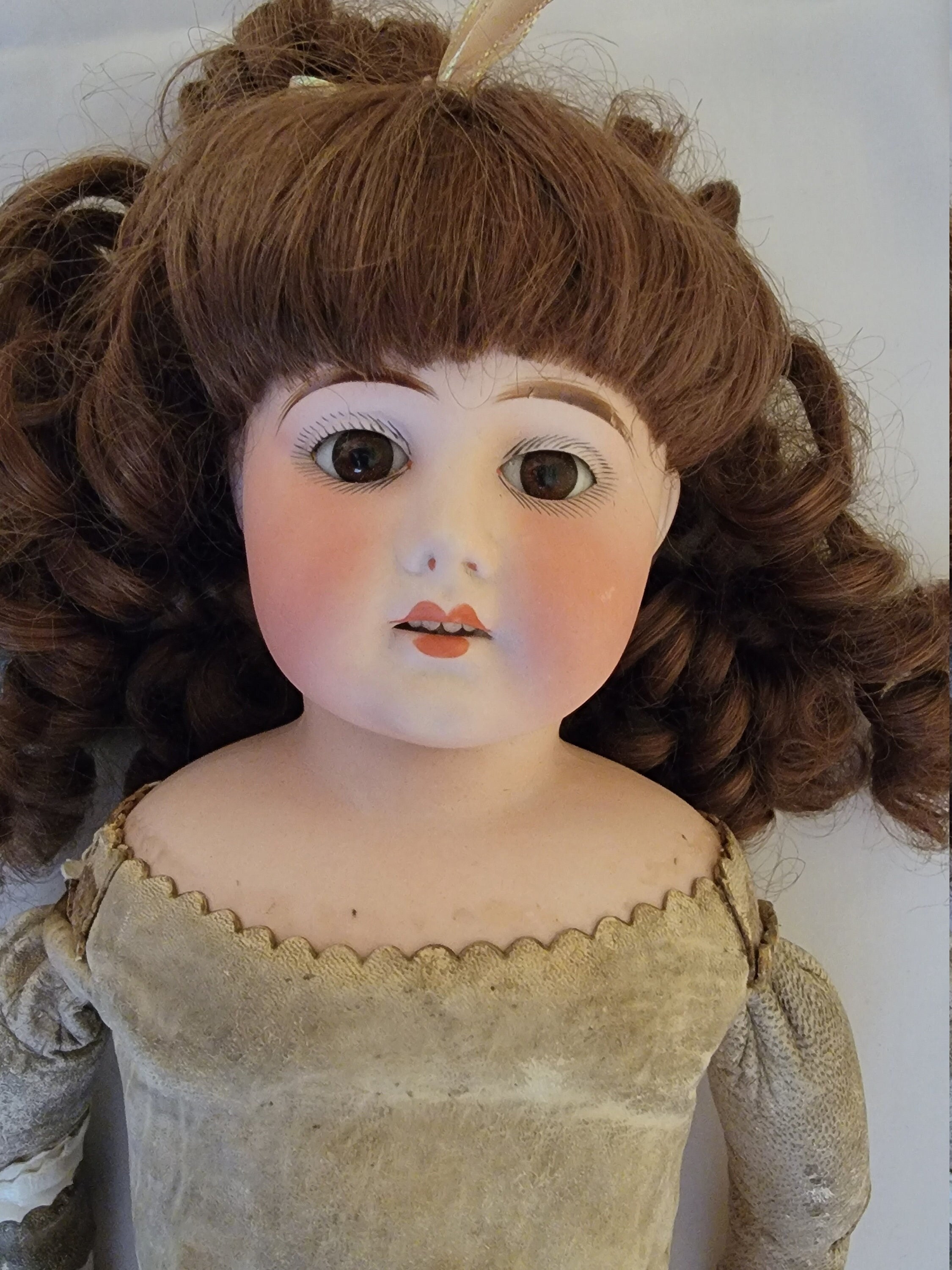 Antique 20 Bisque Head German Doll W/antique Clothing Etsy