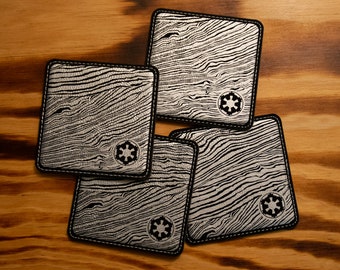 Posavasos de cuero sintético con temática mandaloriana BESKAR - Star Wars, MANDO, The Mandalorian