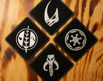 Mandalorian Leatherette Coaster Set - Star Wars, MANDO, Boba Fett, Mudhorn