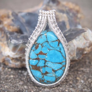 Natural Arizona Turquoise Sterling Silver Pendant Necklace