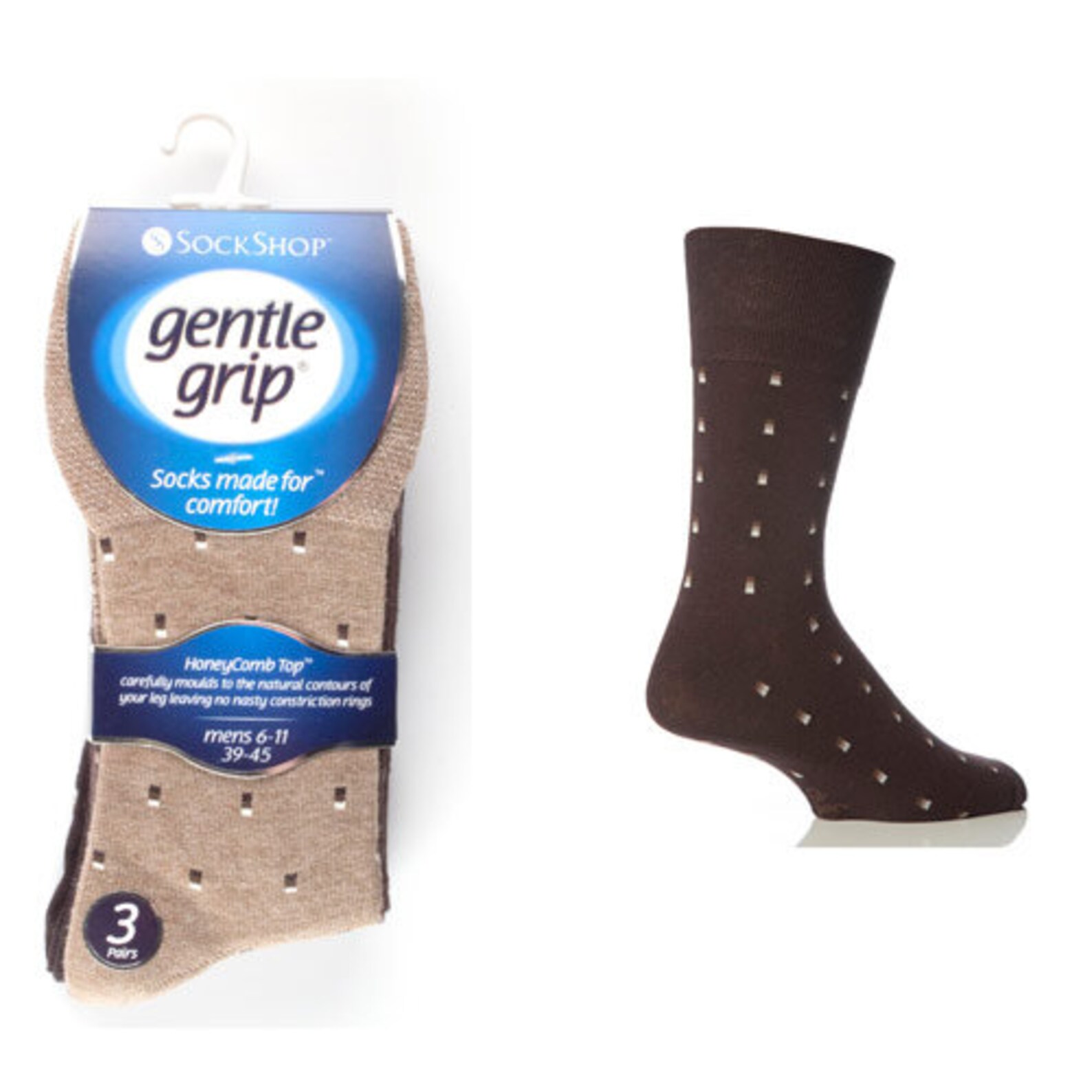 Men Gentle Grip Pattern Brown Socks. Size UK 611. 3 Pairs Etsy UK