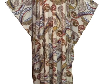 15141 Beige Ladies 100% Polyester Soft Korean Fabric Knitted Special Print Long Kaftan/Dress. One Size Fit All:- UK 10-32.