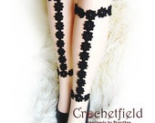 Sexy crochet lace up knee high leggings, beach party shoes, steampunk leg wraps, party lace leglet, belly dance jewelry, gladiator sandals