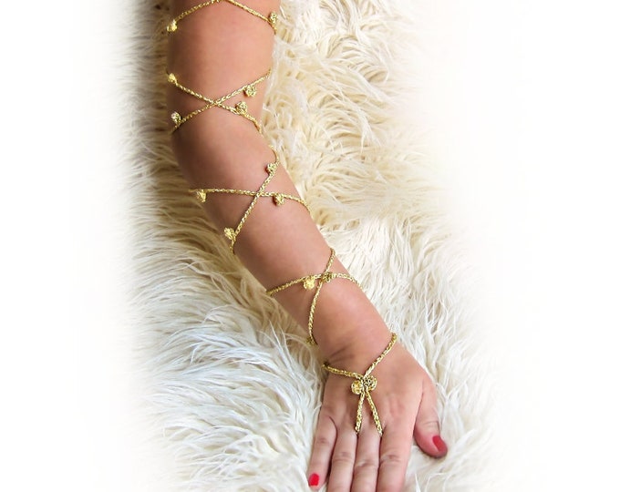 crochet METALLIZED Pair of Lace Up Bracelet, gladiator bracelet, beach party, wedding bracelet
