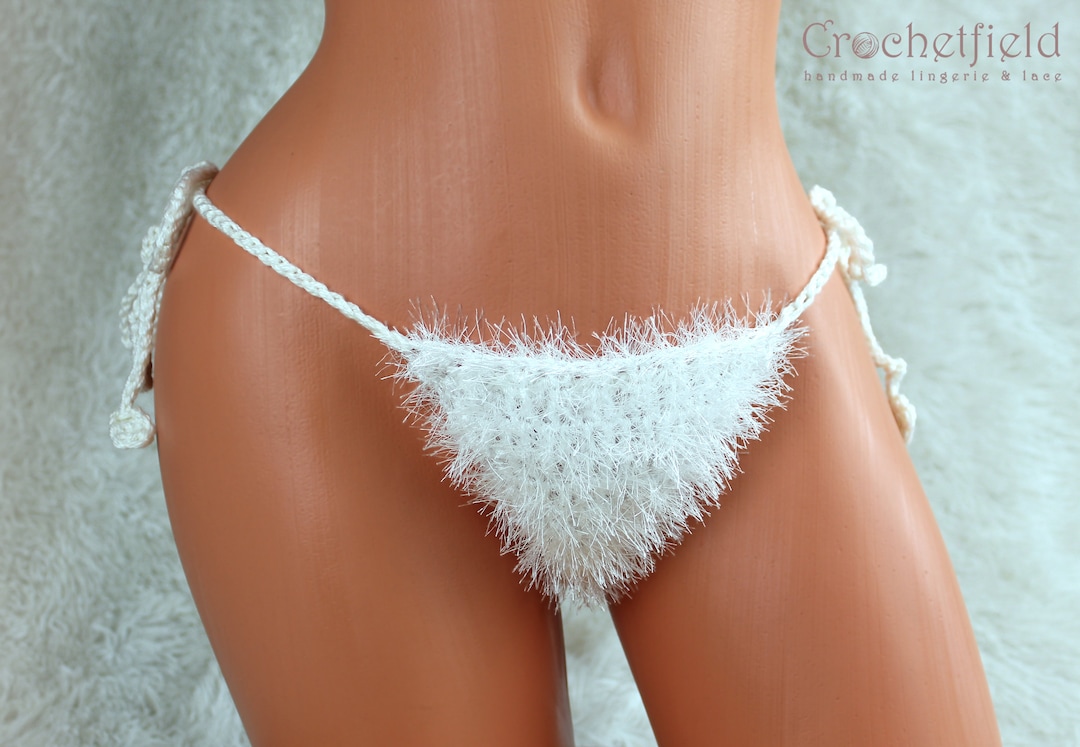 White Furry Thong Fluffy Boho G string Beach Panties Fuzzy G string Handmade Gift for Her Beach Bikini Etsy