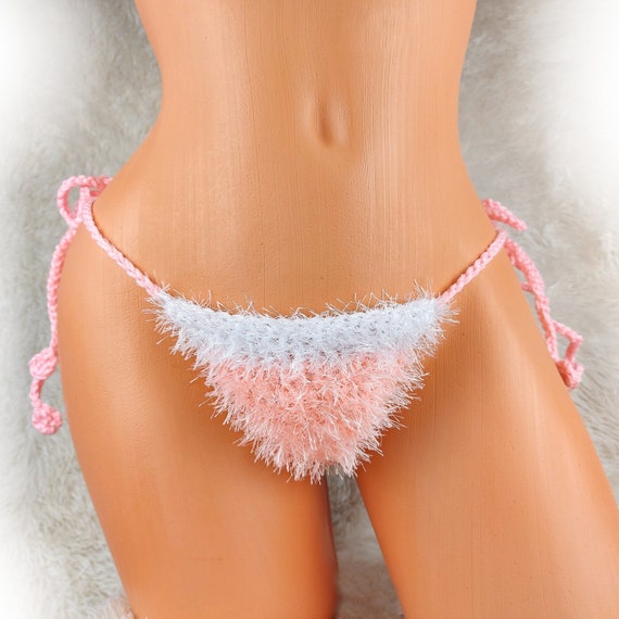 Xmas Candy Pink Fluffy Thong, Furry Boho G-string, Santa Beach Panties,  Fuzzy G-string, Handmade Gift for Her, Christmas Bikini -  Sweden