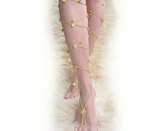 Sandalias descalzas con cordones de oro METALIZADO, sandalias