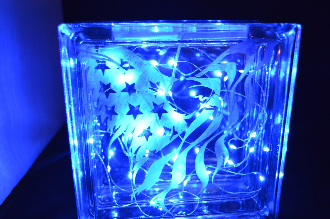 Glass Block Etched Eagle Etsy