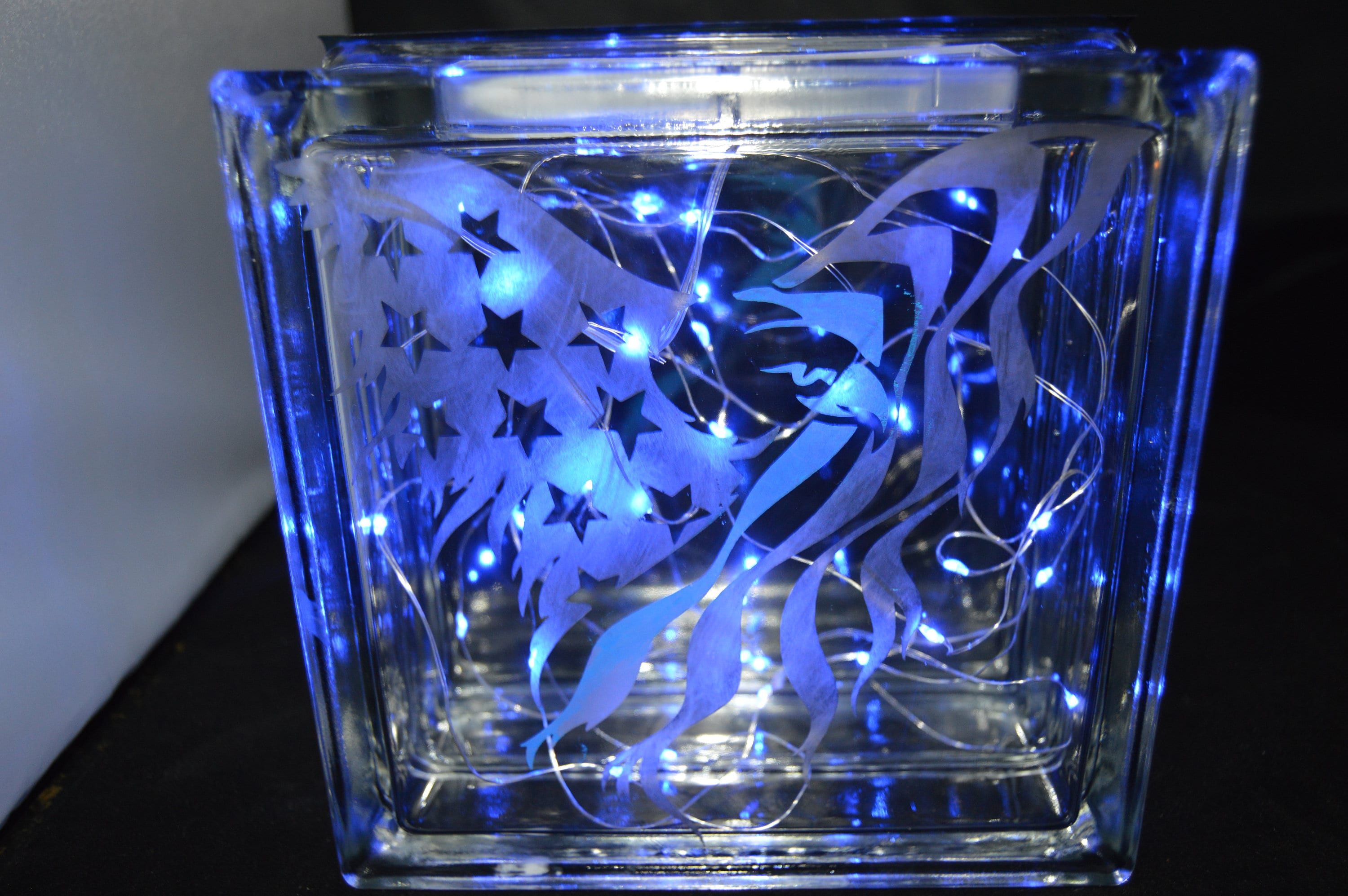 Glass Block Etched Eagle Etsy