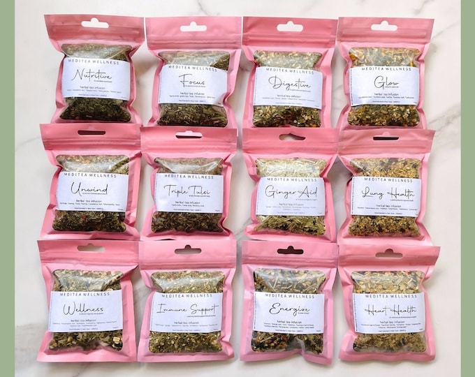 Discovery Set - Organic Herbal Tea Sampler (12 bags) with Infuser Ball | Loose Leaf Tea | Premium Herbs | Tea Lover Gift Ideas