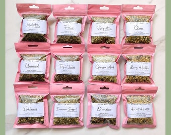 Organic Loose Leaf Tea Sampler - 12 Herbal Wellness Teas + Mesh Infuser
