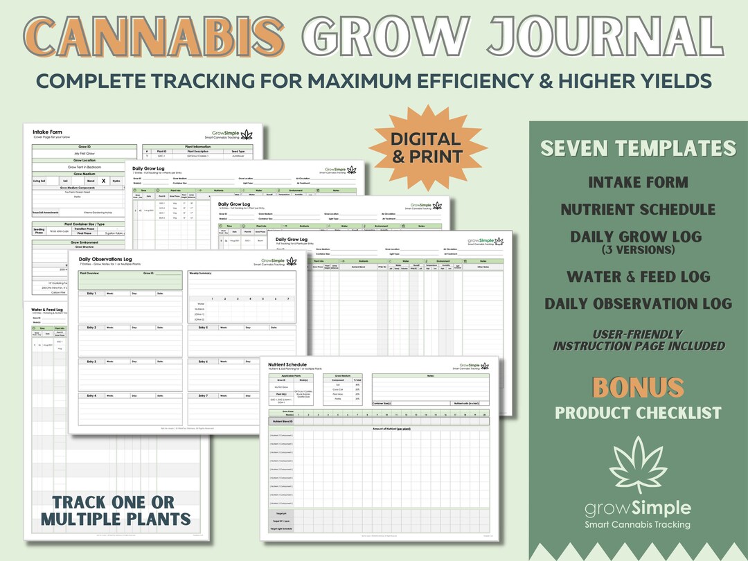 Cannabis Grow Journal / Log With 7 Templates Daily & Weekly Digital Download Printable Excel PDF Product Checklist Marijuana - Etsy Cannabis Grow Journal / Log With 7 Templates Daily & Weekly Digital Download Printable Excel PDF Product Checklist Marijuana - Etsy
