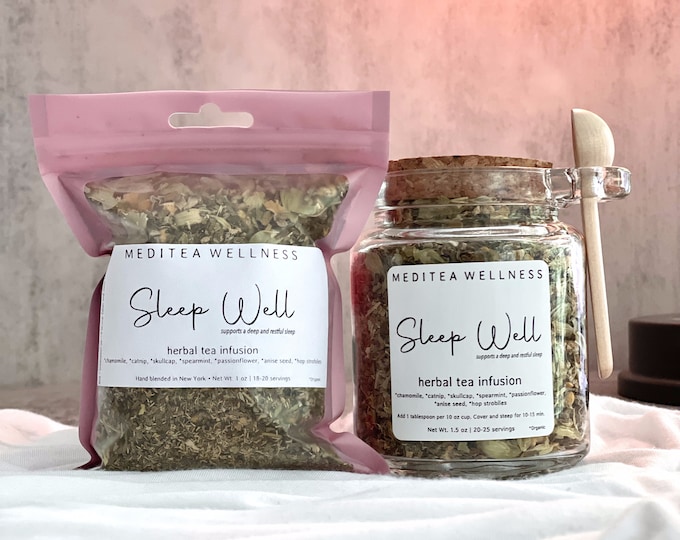 Sleep Well Tea - Tisane bio en feuilles pour la relaxation avec camomille, herbe à chat, scutellaire, menthe verte | Cadeaux détente pour femme