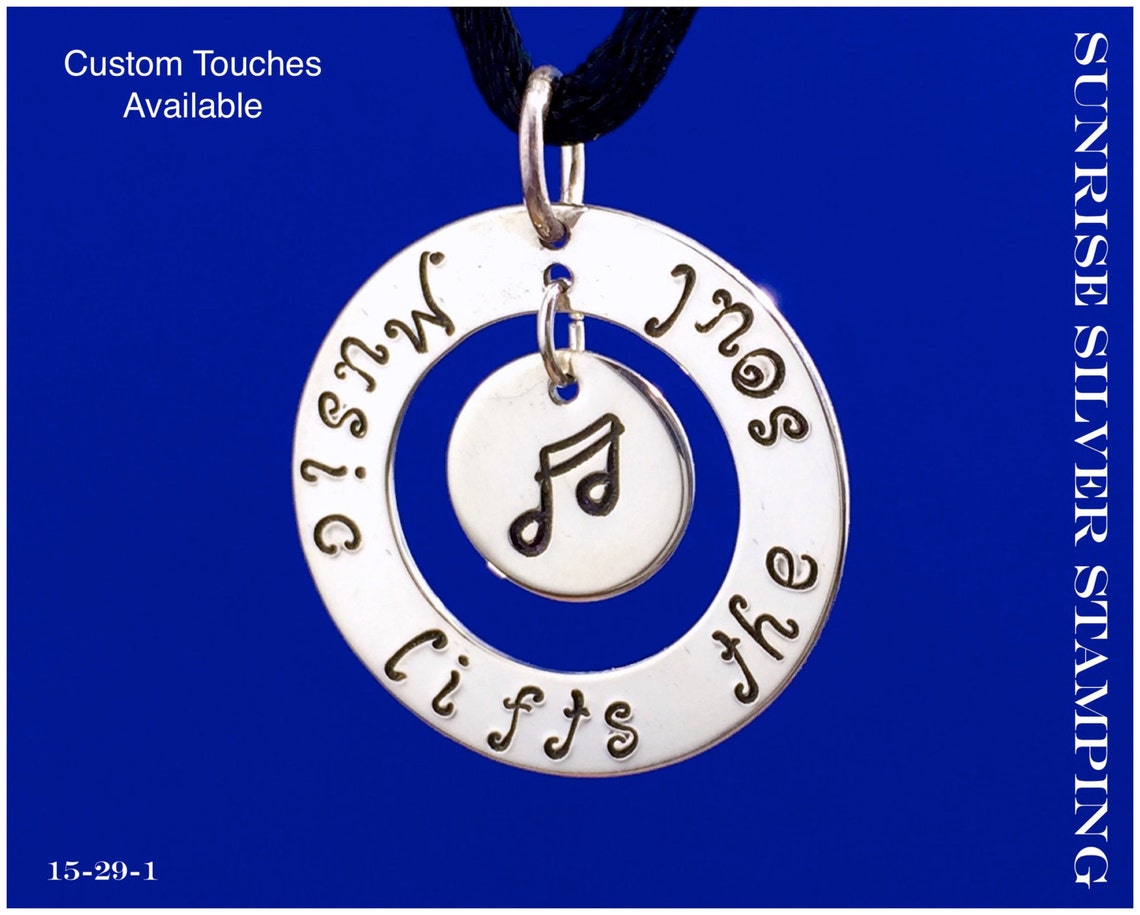 Silver Music Necklace Pendant Sterling Silver Music Jewelry Etsy